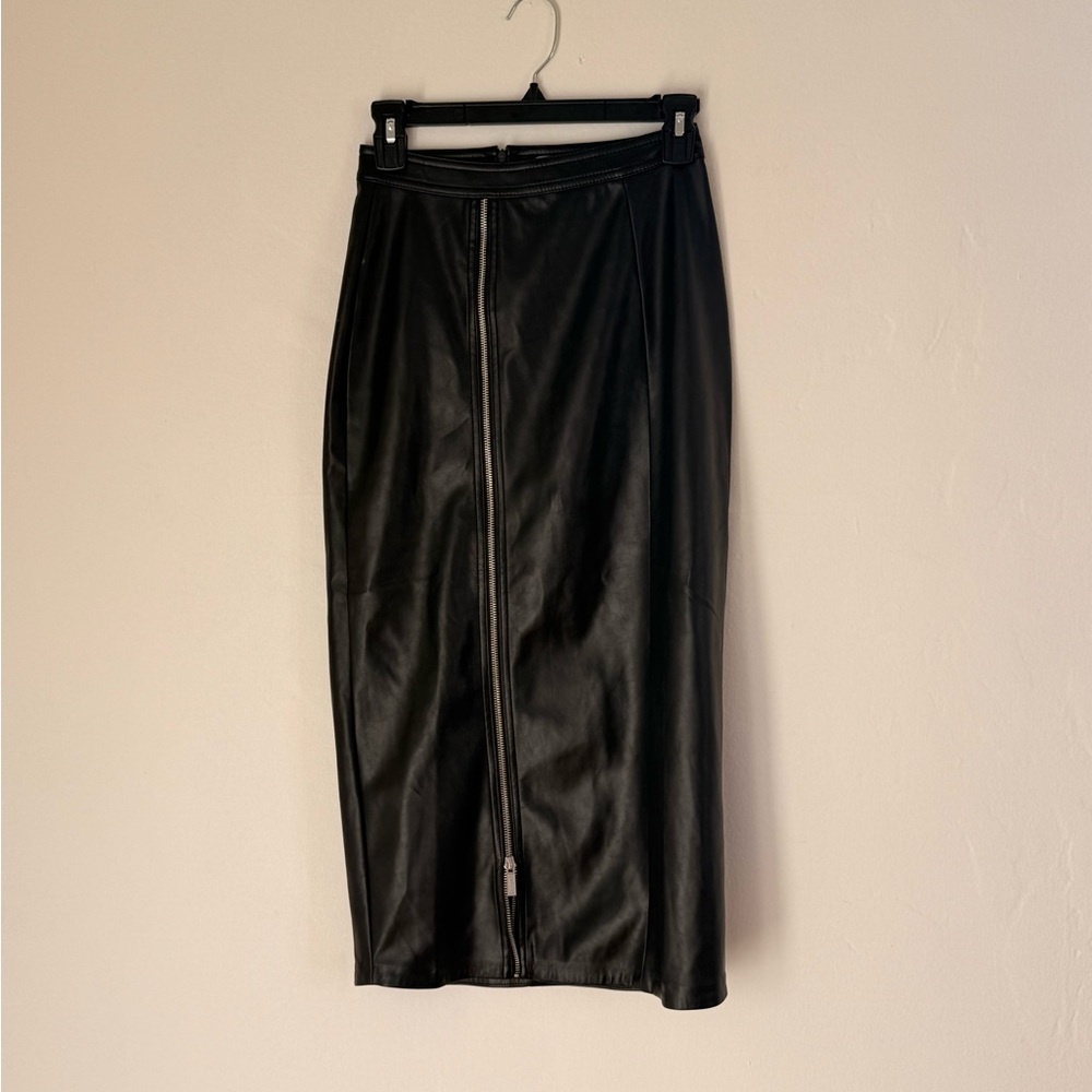 Ahiri Black Leather Skirt